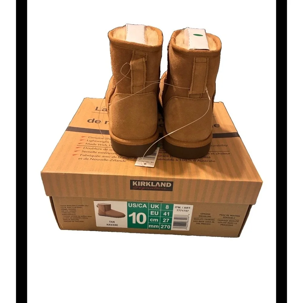 Kirkland Signature Womens Shearling Ankle Boots Tan Havane 7771757 Size 10